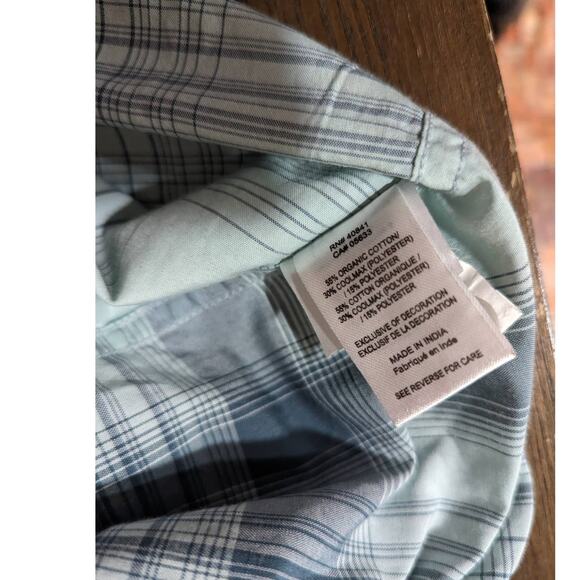 NWT Ecoths Blue Plaid Stirling Short Sleeve Shirt Size XL - Picture 7 of 10